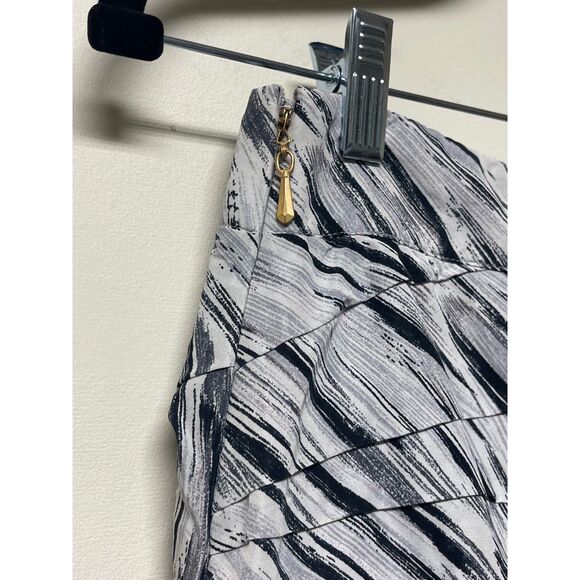 LEIFSDOTTIR Silk Blend Ruffled Mini Skirt, White/Black/Gray, Sz 2 - Picture 2 of 7